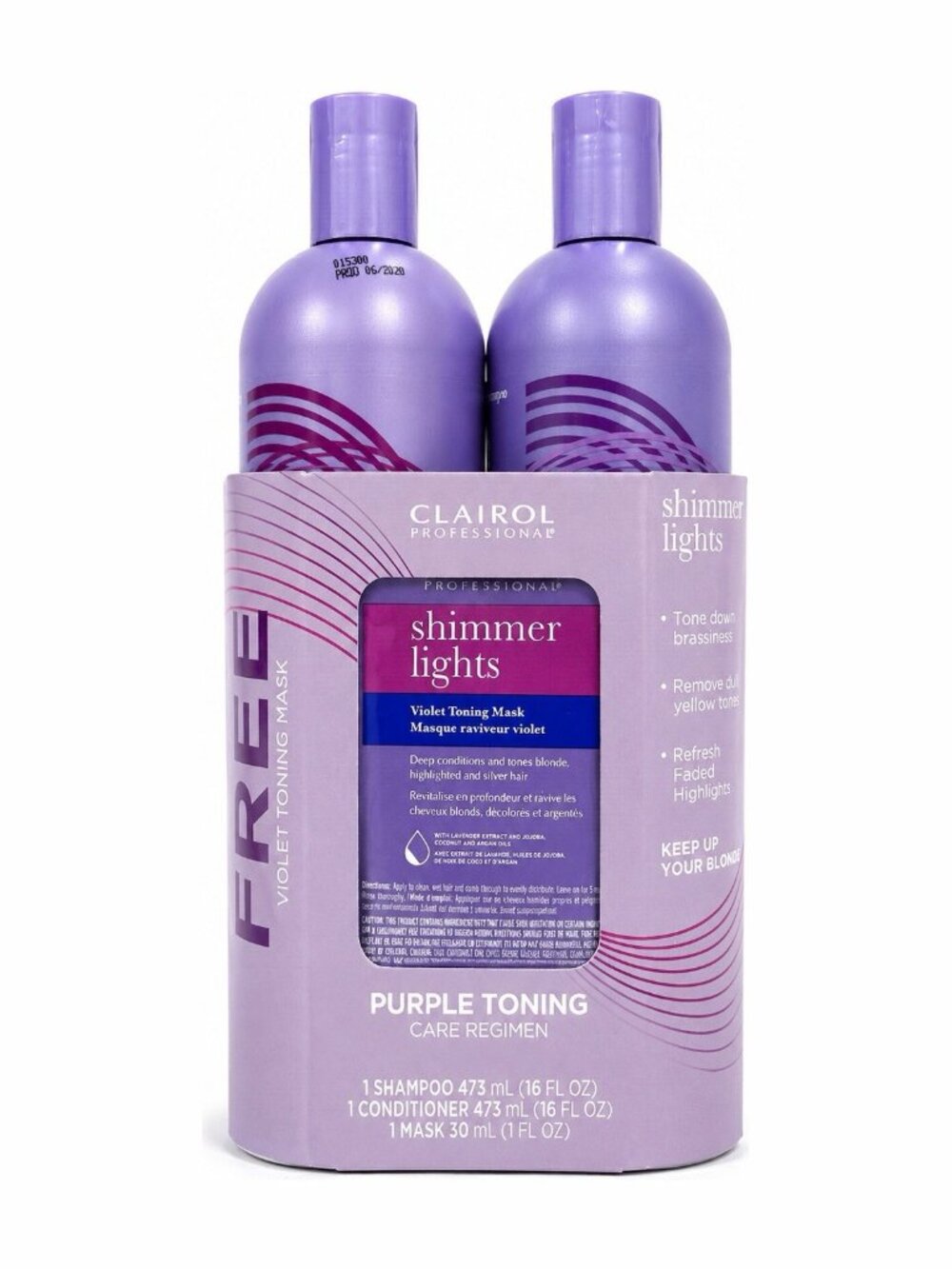 Clairol Shimmer Lights Shampoo & Conditioner Blonde Silver Hair 16oz Duo Set